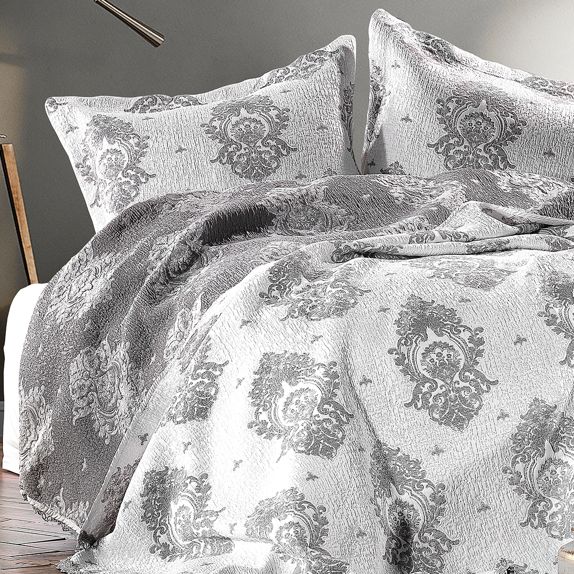 Damask Yatak Örtüsü Füme All Days Setler, Fırsat Reyonu Zebra Casa