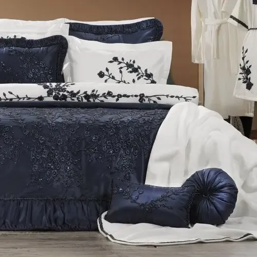 Elenor 23 Parça Premium Çeyiz Yatak Seti / Lacivert - 3
