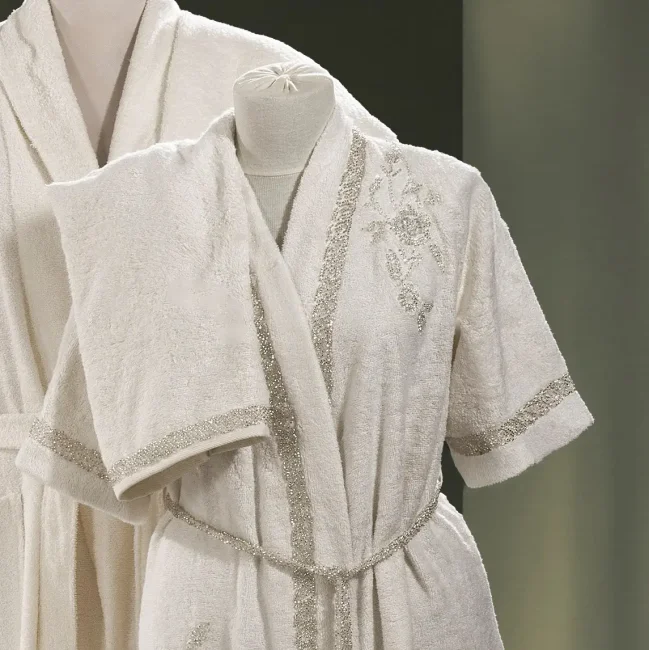 Elenor Kadın Balayı Bornoz Seti/ Krem - Zebra Casa (1)