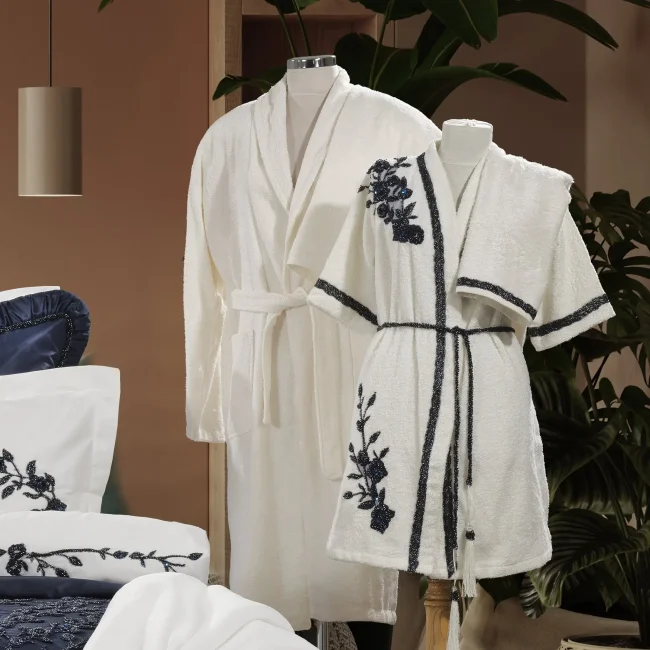 Elenor Kadın Balayı Bornoz Seti / Lacivert S/XS