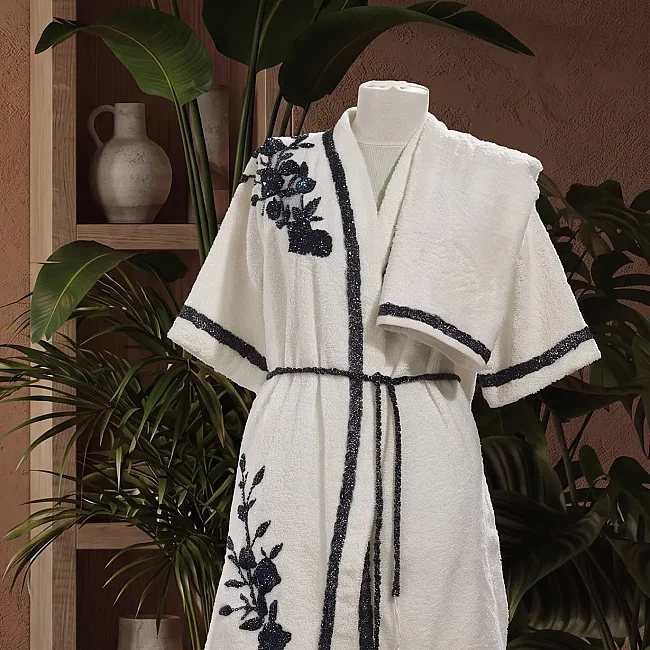 Elenor Kadın Balayı Bornoz Seti / Lacivert S/XS