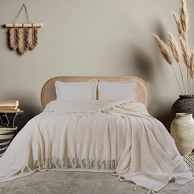 Ella Çift Kişilik Pike / Krem - Zebra Casa