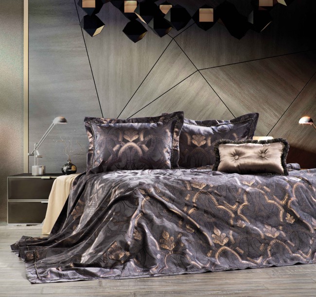 Elsyum 4 Parça Çift Kişilik Yatak Örtüsü Takımı / Füme-Bakır - Zebra Casa