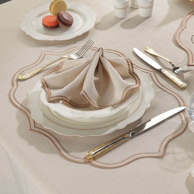 Ester 2'li Amerikan Servis Bej/Bakır - Zebra Casa