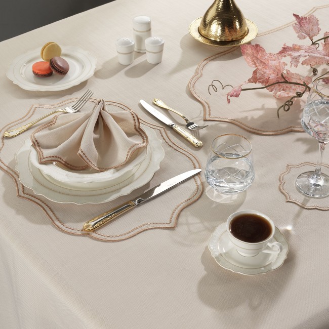 Ester 2'li Peçete Bej/Bakır - Zebra Casa (1)