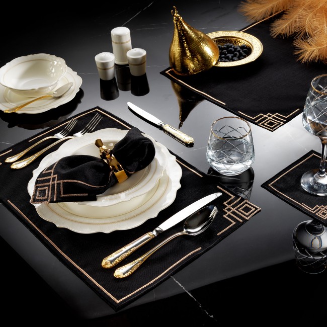 Fame 2'li Peçete Siyah/Bakır - Zebra Casa (1)