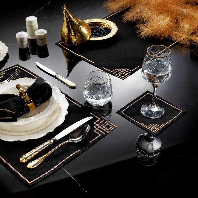 Fame 6'lı Kokteyl Peçetesi Siyah/Bakır - Zebra Casa (1)