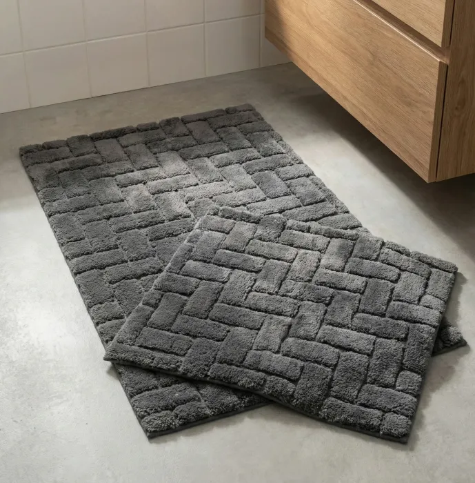 Felica Pamuk Paspas Seti / Koyu Gri - 1