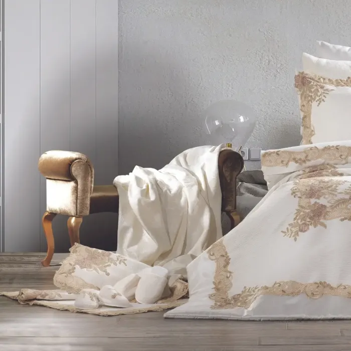 Flora 23 Parça Premium Çeyiz Seti / Krem-Cappuccino - 5
