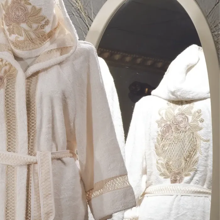 Flora Balayı Bornozu / Krem-Capp - 3