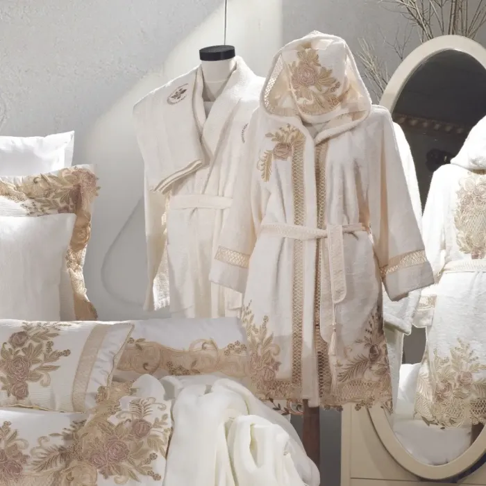 Flora Balayı Bornozu / Krem-Capp - 1