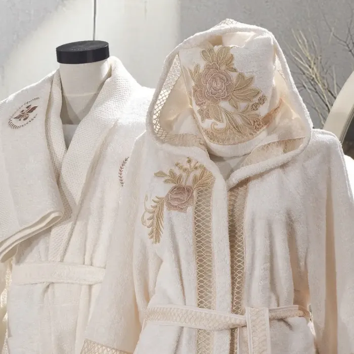 Flora Balayı Bornozu / Krem-Capp - 4