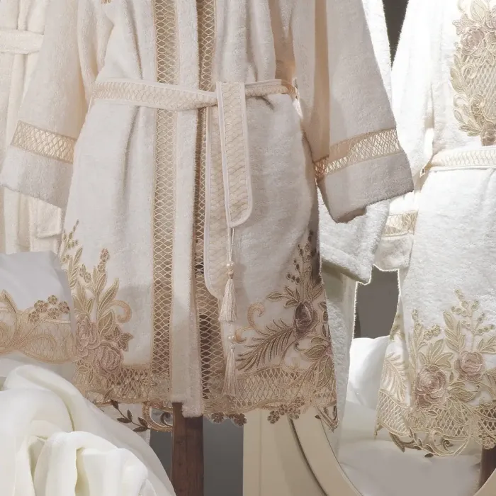 Flora Balayı Bornozu / Krem-Capp - 5