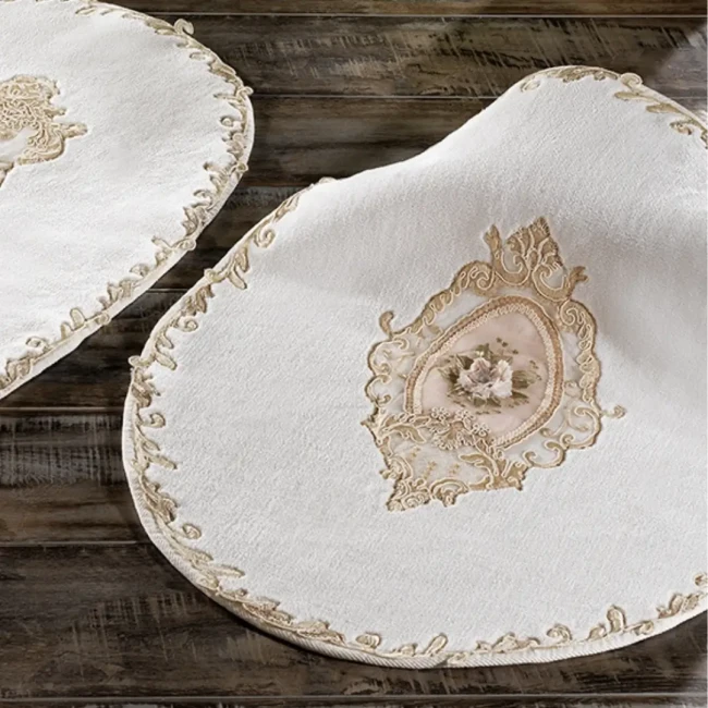 Floransa İkili Oval Paspas Takımı Krem - Zebra Casa (1)