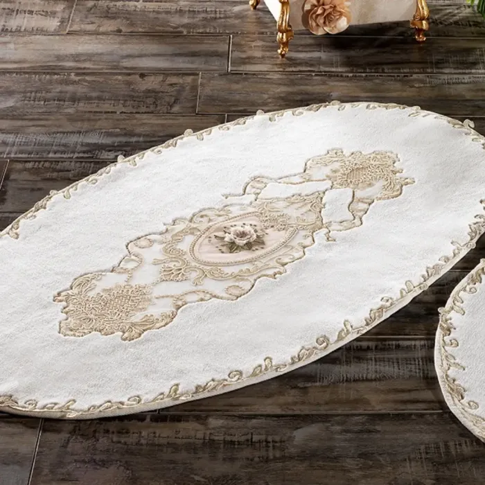 Floransa İkili Oval Paspas Takımı Krem - 5