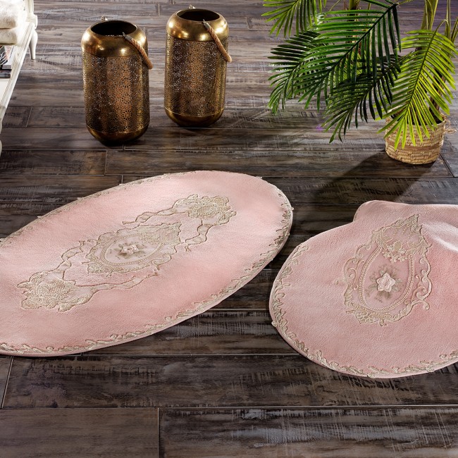 Floransa Ikili Oval Paspas Takımı Pudra 