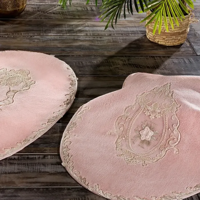 Floransa Ikili Oval Paspas Takımı Pudra - 4