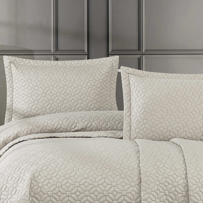 Frezya Çift Kişilik Yatak Örtüsü Takımı / Bej - Zebra Casa (1)