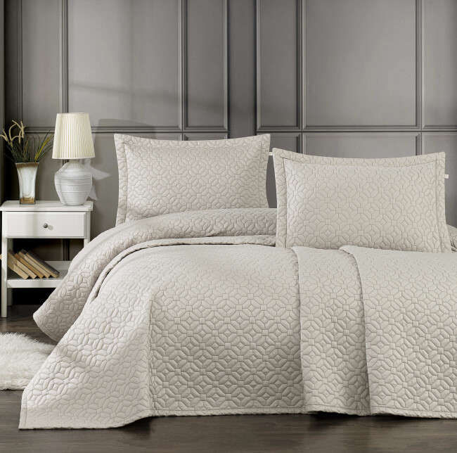 Frezya Çift Kişilik Yatak Örtüsü Takımı / Bej - Zebra Casa