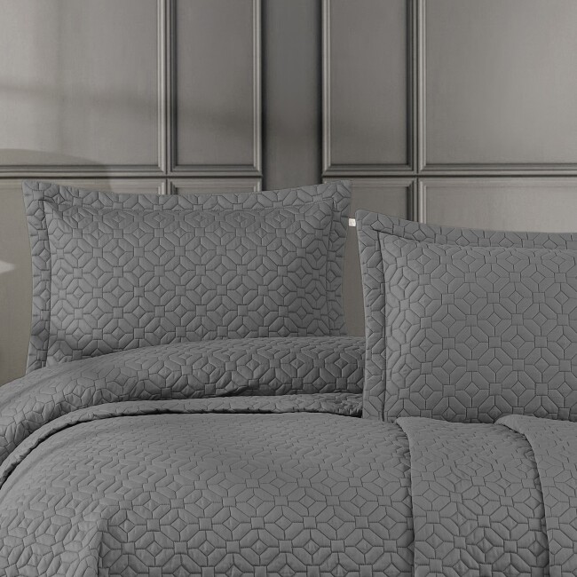 Frezya Çift Kişilik Yatak Örtüsü Takımı / Gri - Zebra Casa (1)