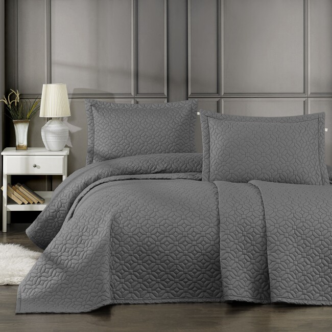 Frezya Çift Kişilik Yatak Örtüsü Takımı / Gri - Zebra Casa