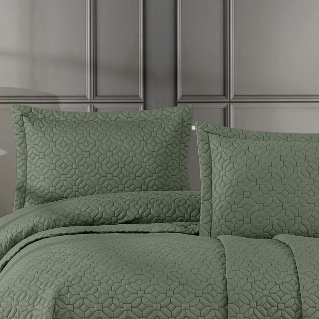 Frezya Çift Kişilik Yatak Örtüsü Takımı / Yeşil - Zebra Casa (1)