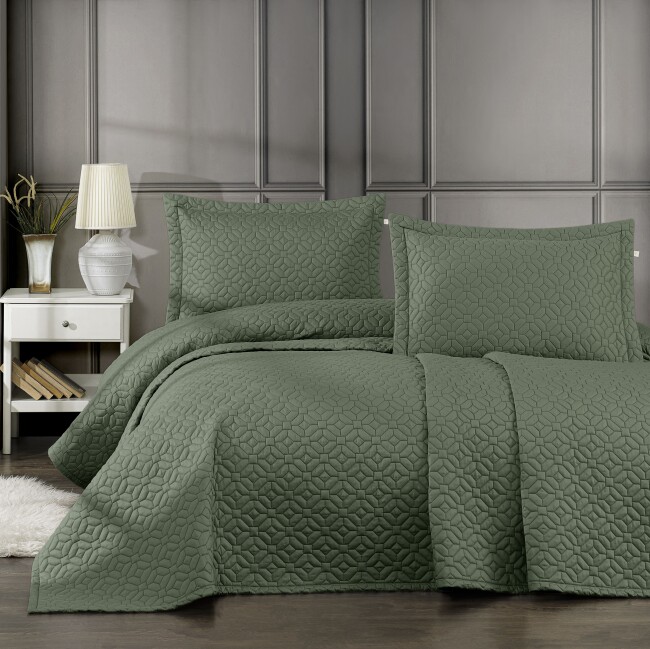 Frezya Çift Kişilik Yatak Örtüsü Takımı / Yeşil - Zebra Casa