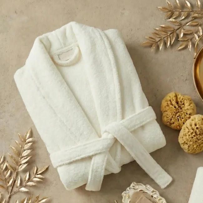 Gisele 6 Parça Bambu Aile Bornoz Seti / Krem - 4