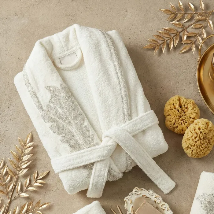 Gisele 6 Parça Bambu Aile Bornoz Seti / Krem - 2