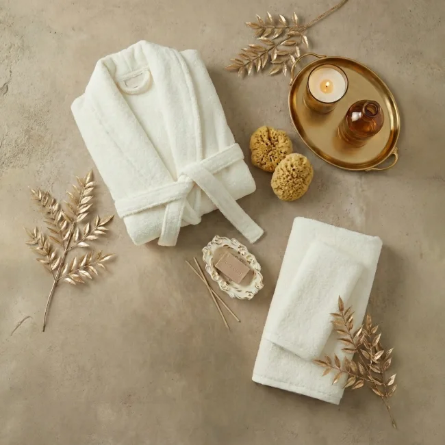 Gisele 6 Parça Bambu Aile Bornoz Seti / Krem - 3