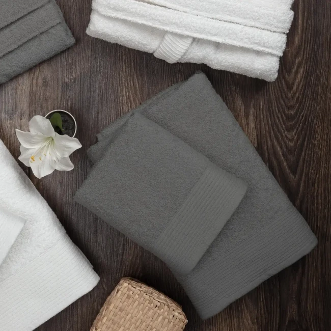 Hera 6 Parça Pamuk Aile Bornoz Seti Krem/Antrasit - Zebra Casa (1)