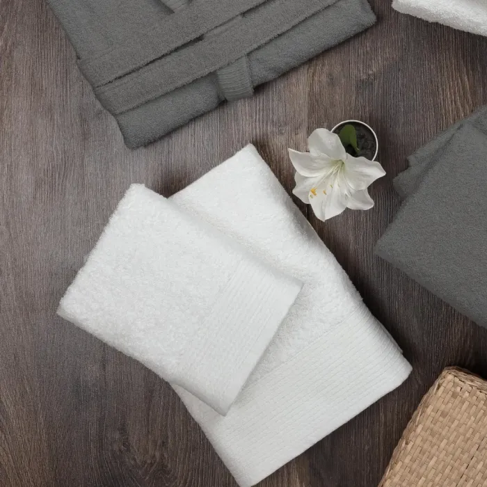 Hera 6 Parça Pamuk Aile Bornoz Seti Krem/Antrasit - 4