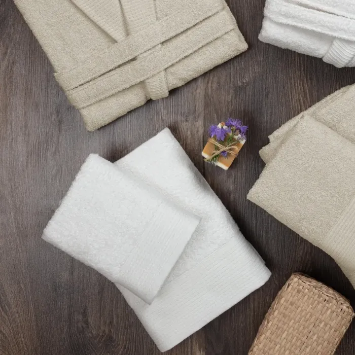 Hera 6 Parça Pamuk Aile Bornoz Seti Krem / Bej - 4