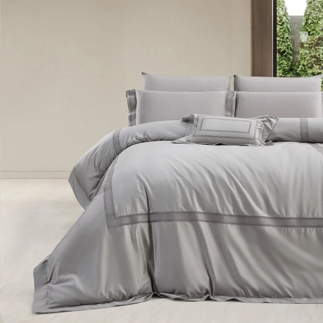 Hilda 400Tc Luxury Nevresim Takımı / Gri - Zebra Casa (1)