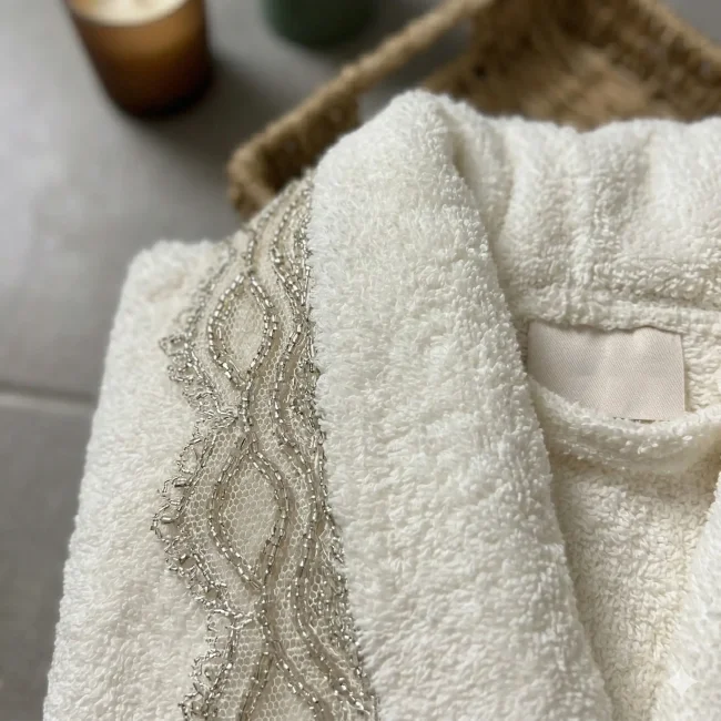 Holly 6 Parça Bambu Aile Bornoz Seti / Krem - Zebra Casa (1)