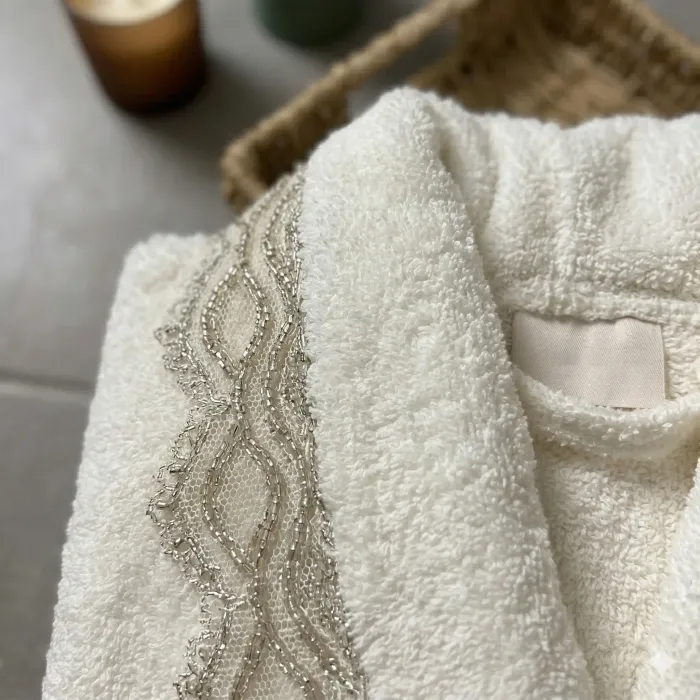 Holly 6 Parça Bambu Aile Bornoz Seti / Krem - 2