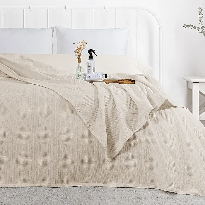 Jakar Tek Kişilik Pamuk Pike / Krem ve 400 ml Oda Kokusu - 1