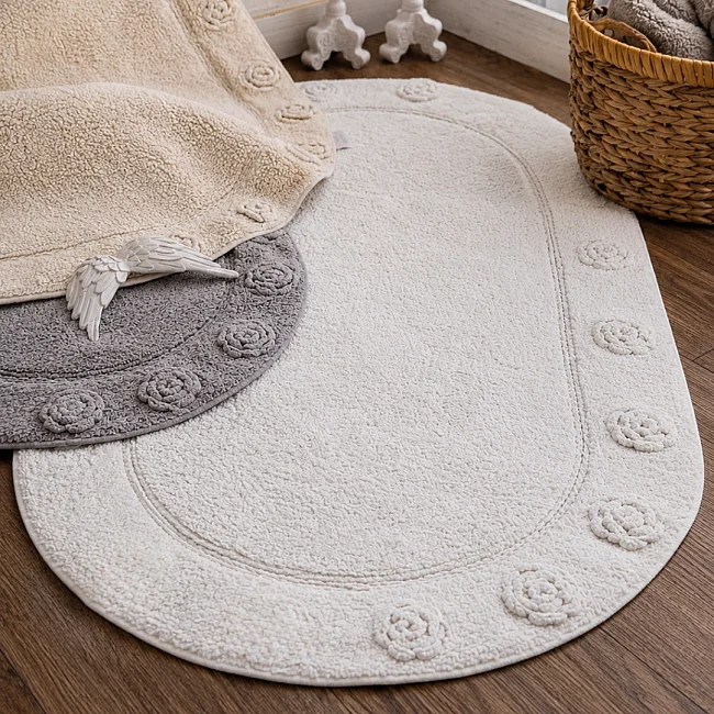 Janet %100 Pamuk 80x120 Banyo Paspası – Krem - Zebra Casa