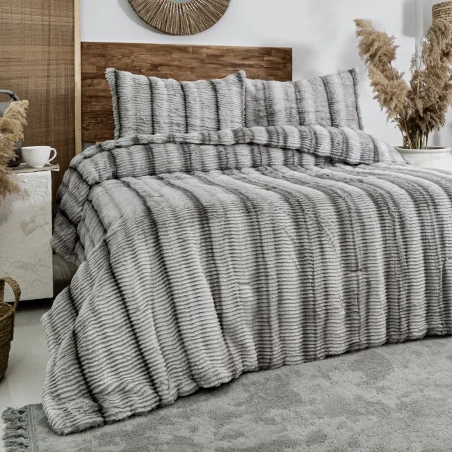 Jenny Çift Kişilik Comforter Set / Gri - Zebra Casa (1)