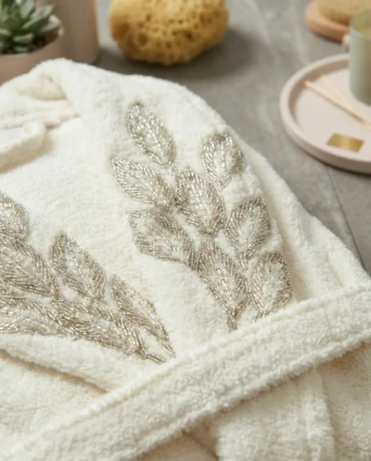 Karen 6 Parça Bambu Aile Bornoz Seti / Krem - Antrasit - 2