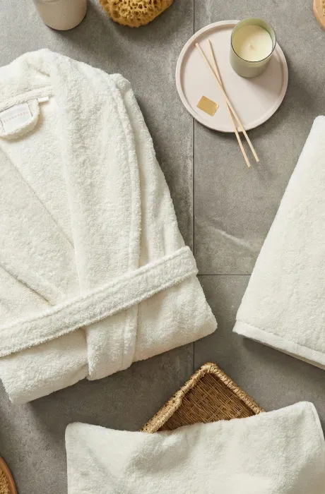 Karen 6 Parça Bambu Aile Bornoz Seti / Krem - Antrasit - 3