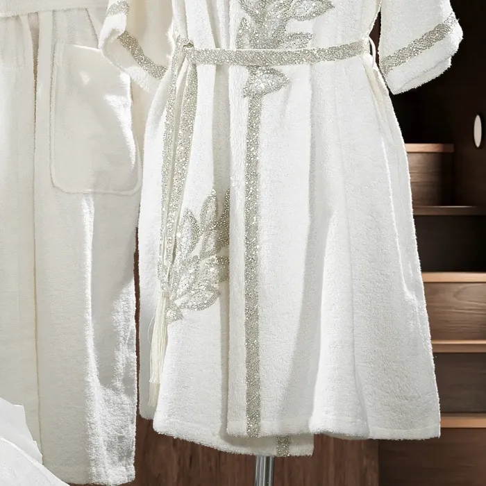 Karen Kadın Balayı Bornoz Seti /Krem - 3