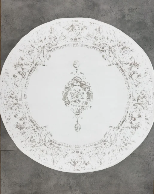Karsten Yuvarlak 120x120cm Paspas - Halı / Beyaz Gri - 1
