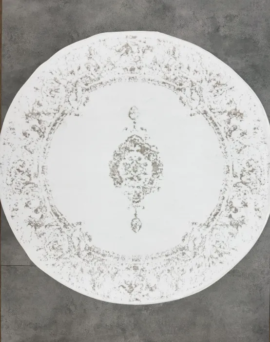 Karsten Yuvarlak 120x120cm Paspas - Halı / Beyaz Gri - 1