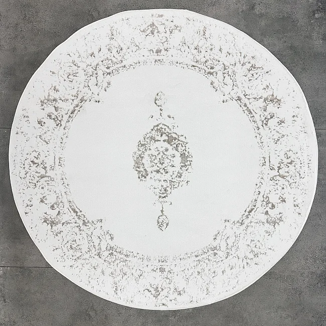 Karsten Yuvarlak 120x120cm Paspas - Halı / Beyaz Gri