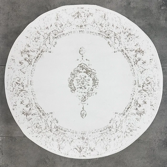 Karsten Yuvarlak 120x120cm Paspas - Halı / Beyaz Gri - 1