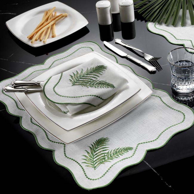 Leaf 2'li Amerikan Servis Krem-Yeşil - Zebra Casa (1)