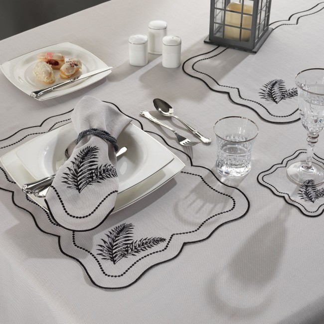 Leaf 2'li Peçete Gri/Siyah - Zebra Casa (1)