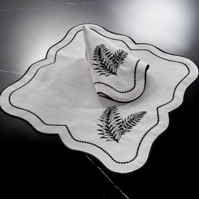 Leaf 2'li Peçete Gri/Siyah - Zebra Casa