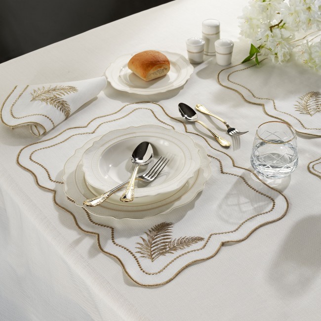 Leaf 2'li Peçete Krem/Gold - Zebra Casa (1)